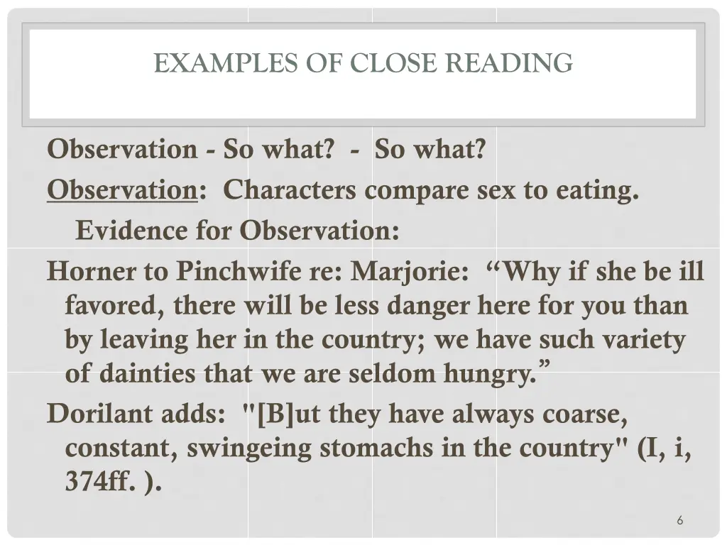 examples of close reading