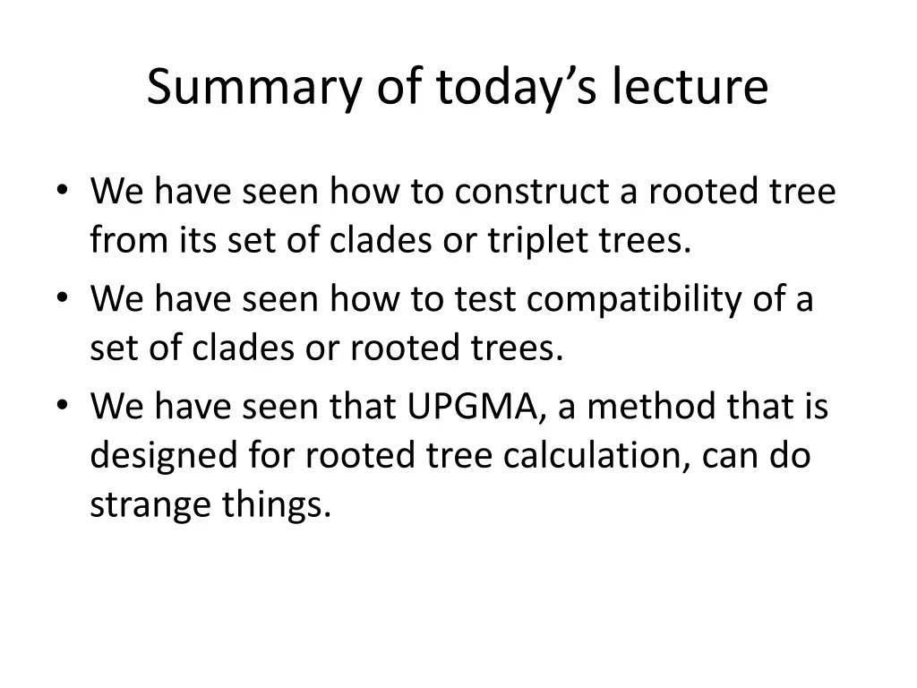 summary of today s lecture
