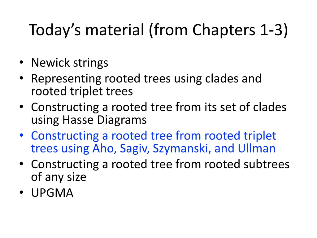 today s material from chapters 1 3