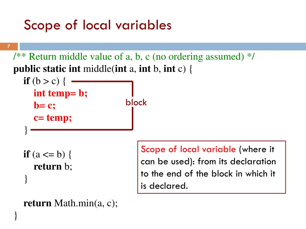 scope of local variables