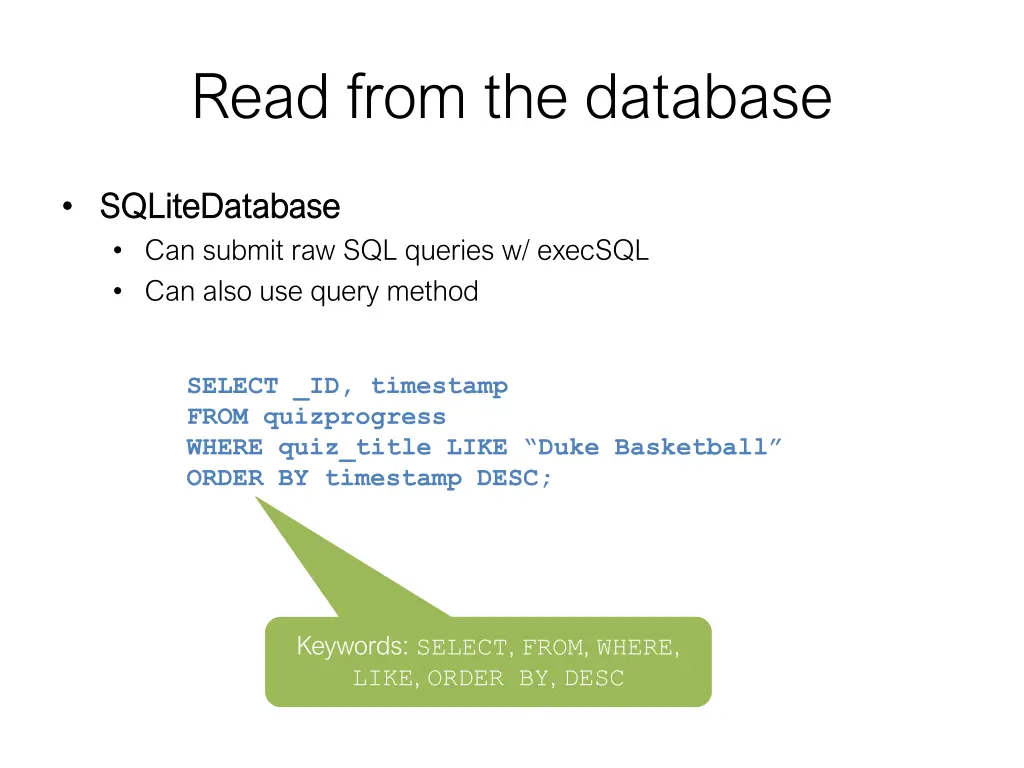 read from the database 1