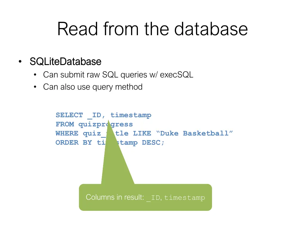 read from the database 2