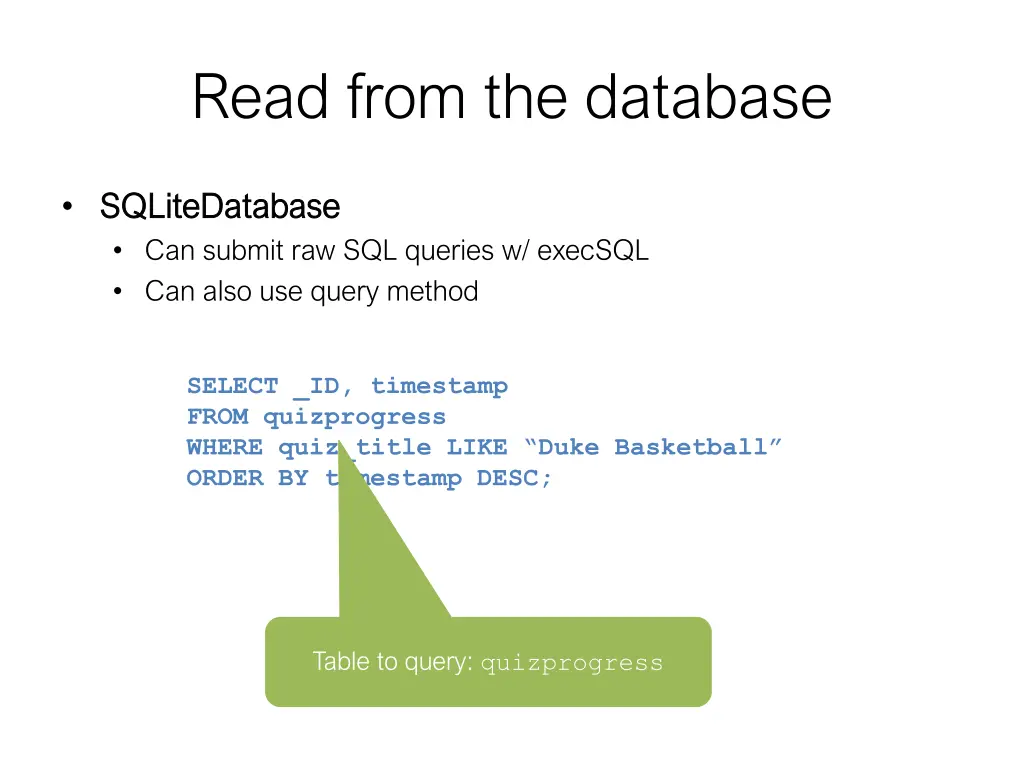 read from the database 3