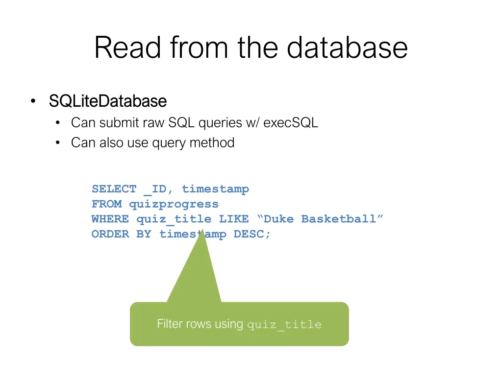 read from the database 4