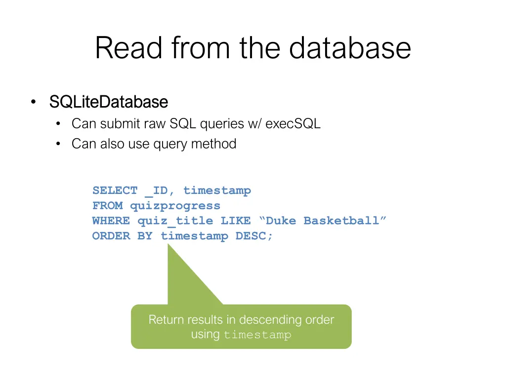 read from the database 5