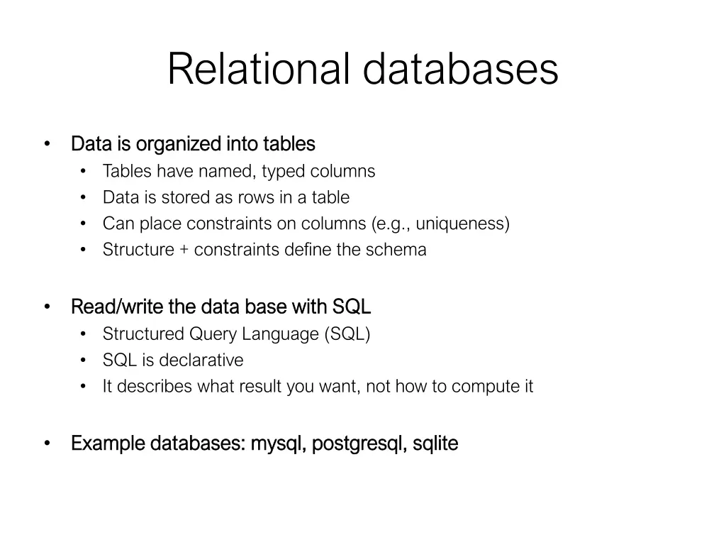 relational databases
