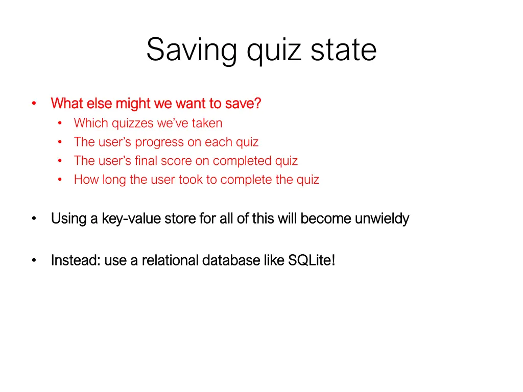 saving quiz state 1