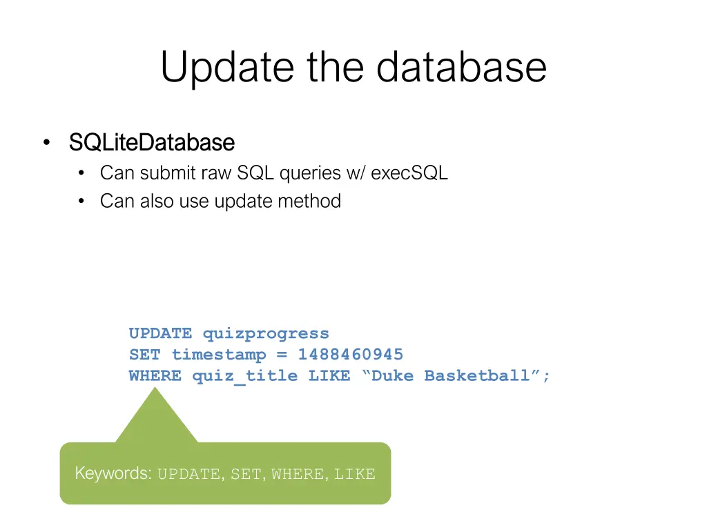 update the database 1