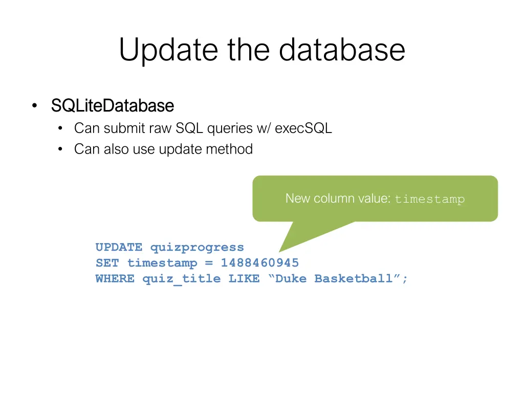 update the database 3
