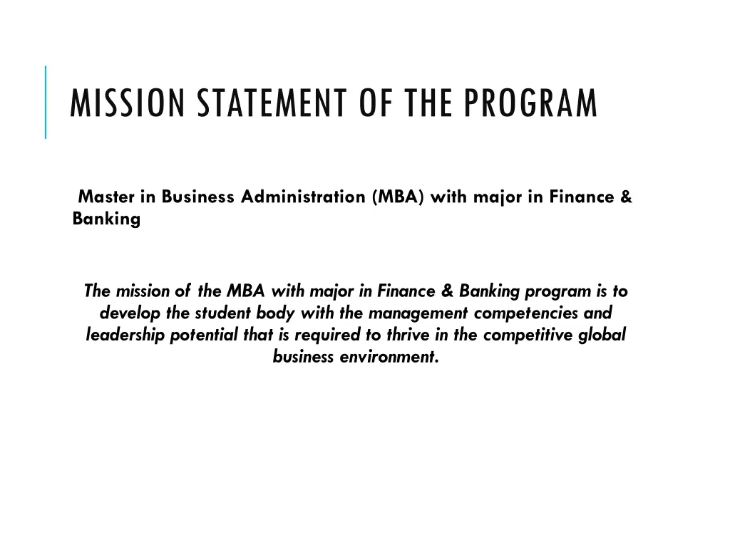 mission statement of the program