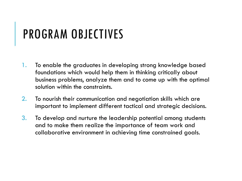 program objectives