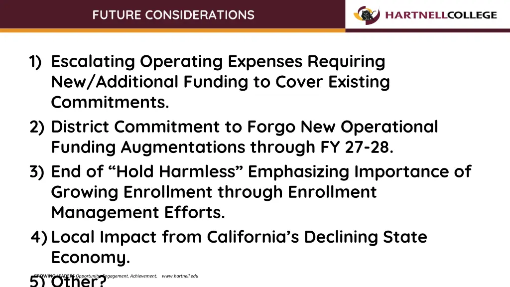 future considerations