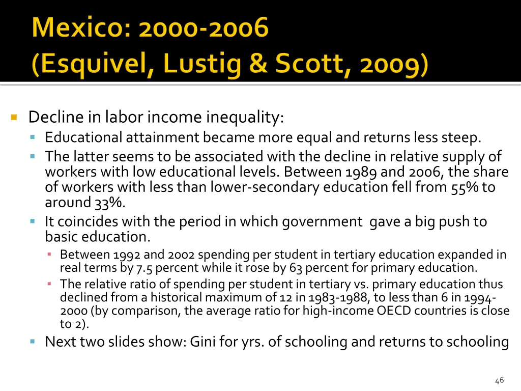 decline in labor income inequality educational