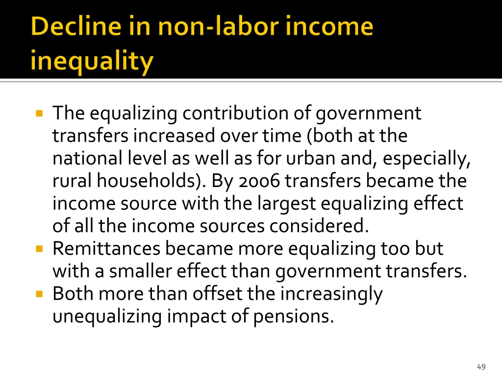 the equalizing contribution of government