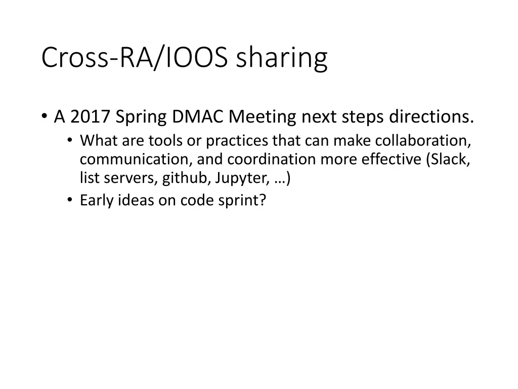 cross ra ioos sharing