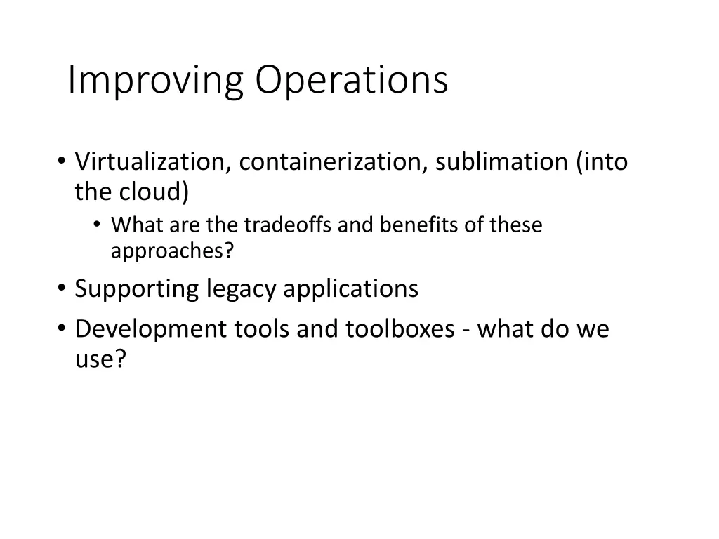 improving operations