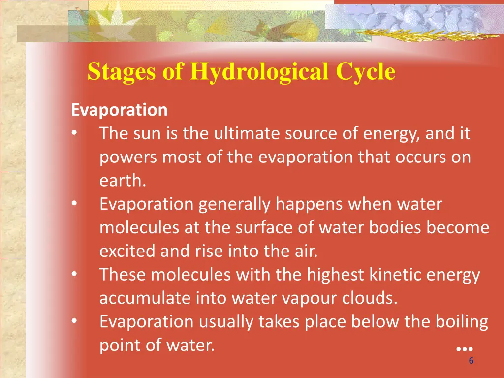 stages of hydrological cycle