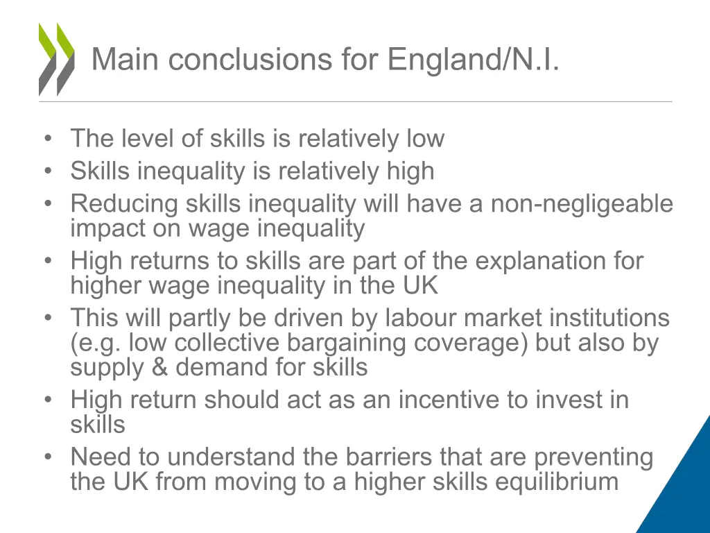 main conclusions for england n i