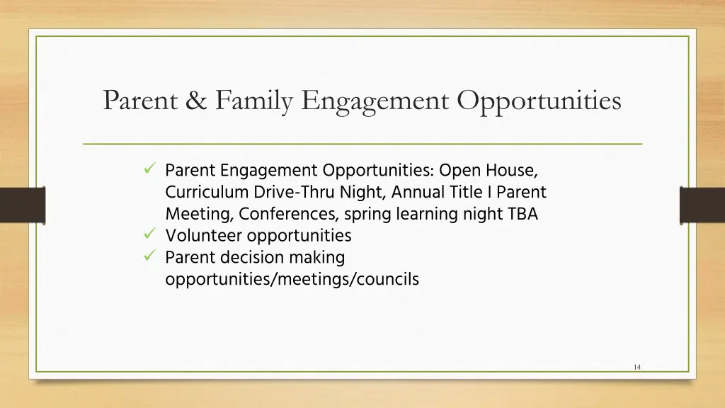 parent family engagement opportunities