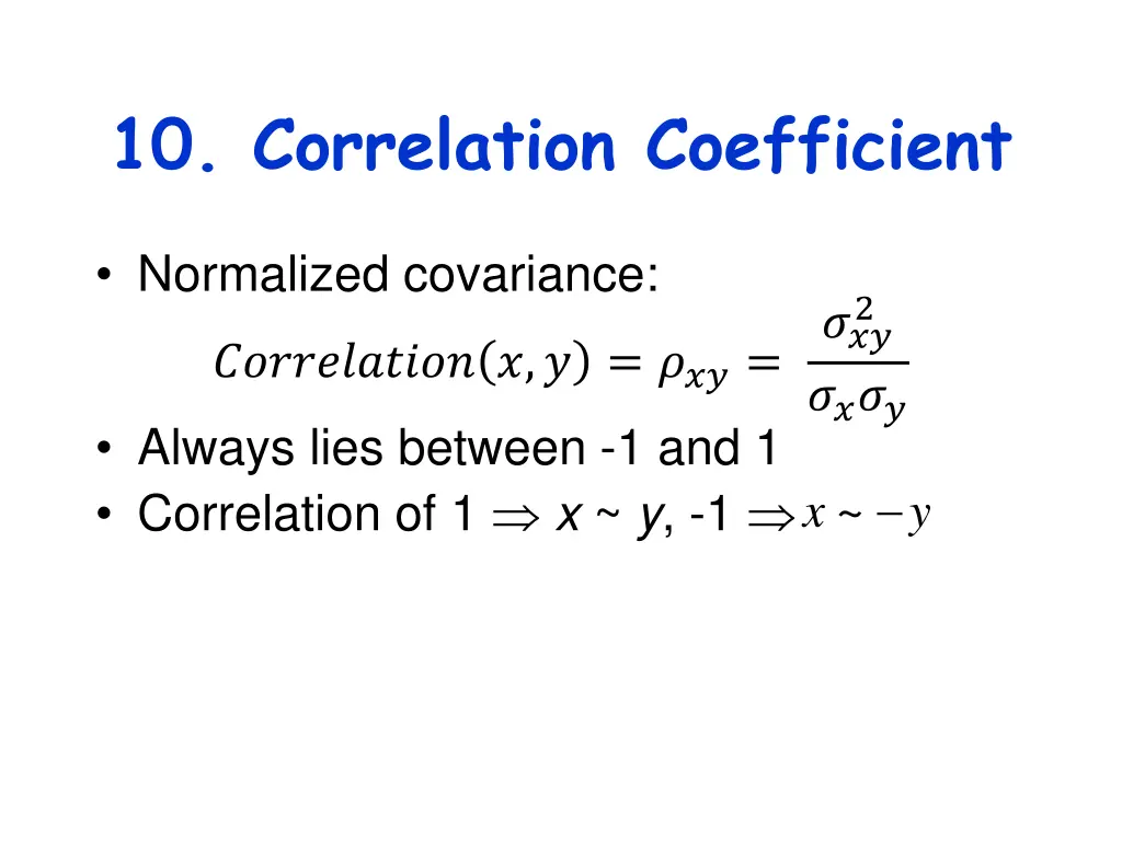10 correlation coefficient