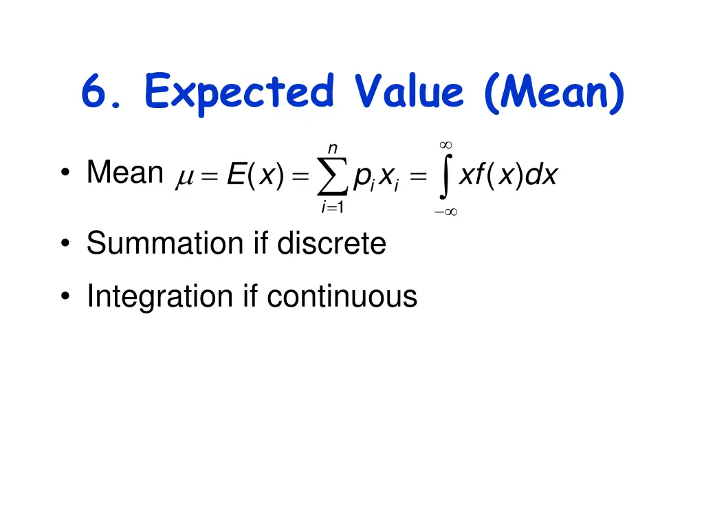6 expected value mean