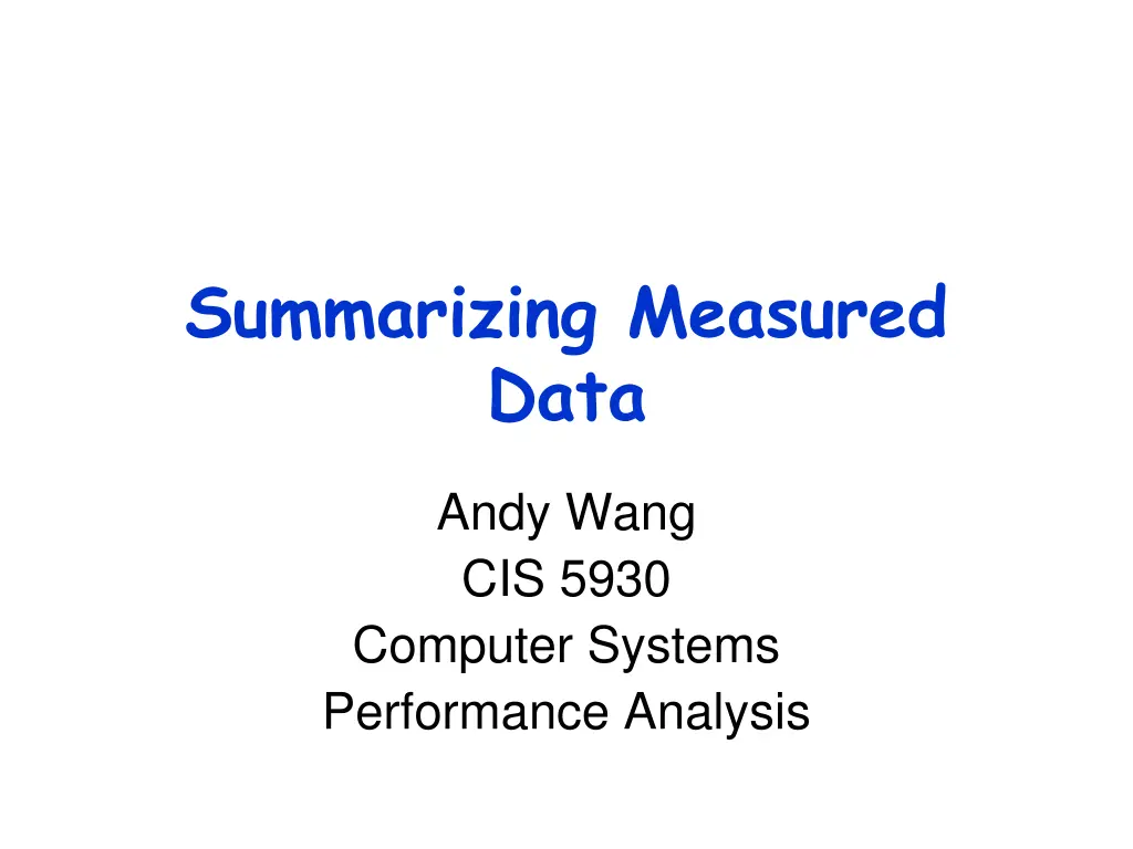 summarizing measured data
