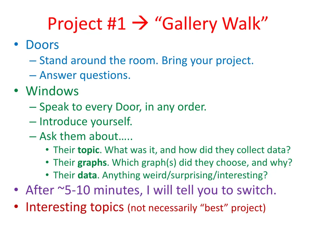 project 1 gallery walk doors stand around