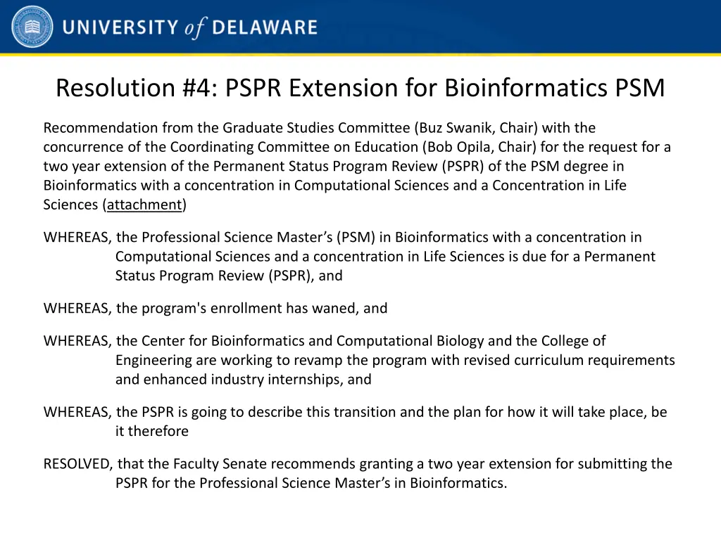 resolution 4 pspr extension for bioinformatics psm