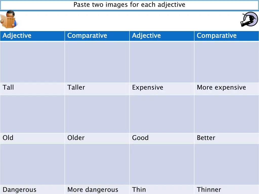 paste two images for each adjective