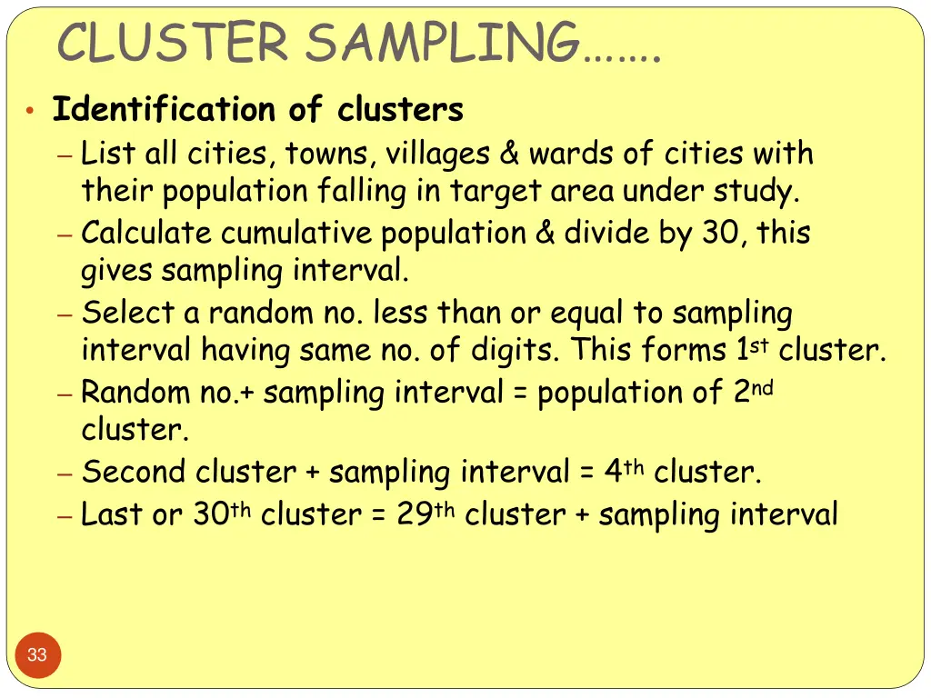 cluster sampling identification of clusters list