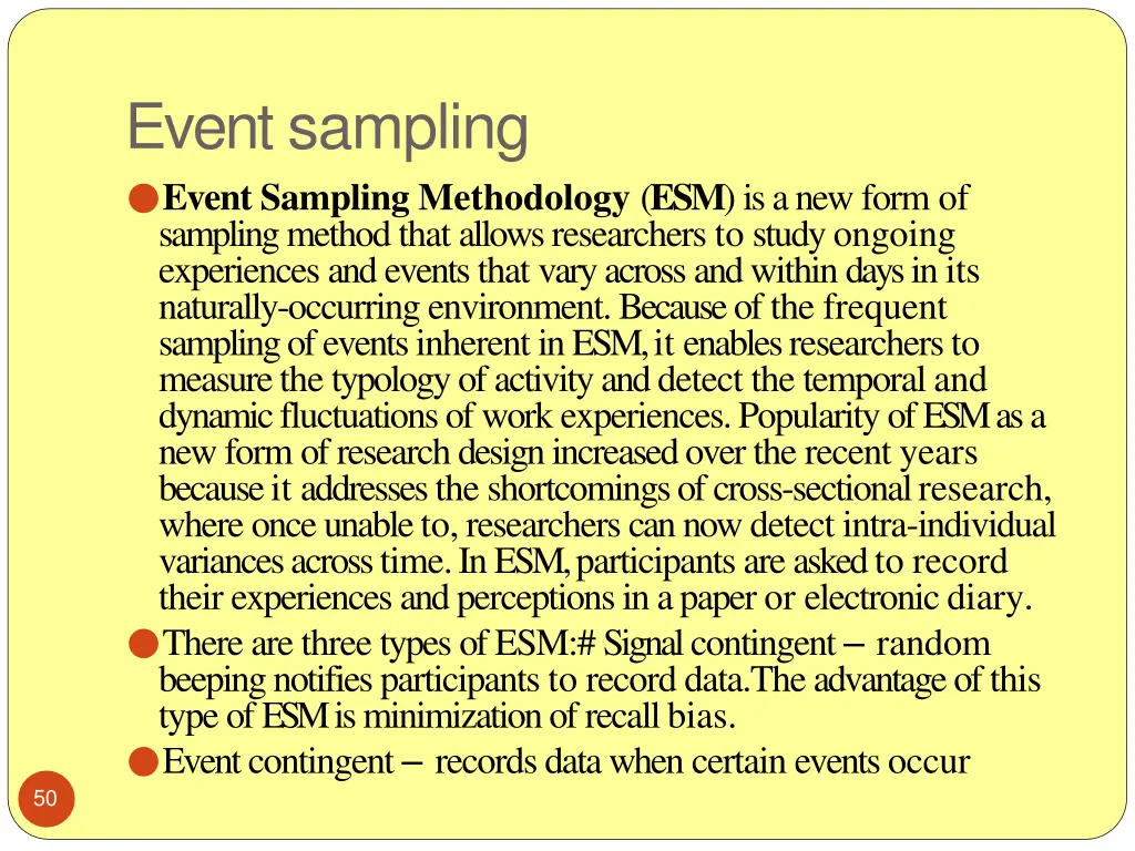 event sampling event sampling methodology