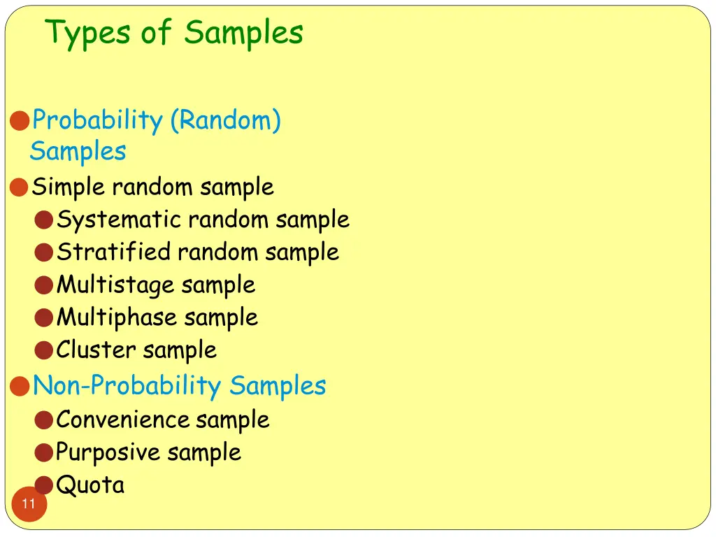 types of samples