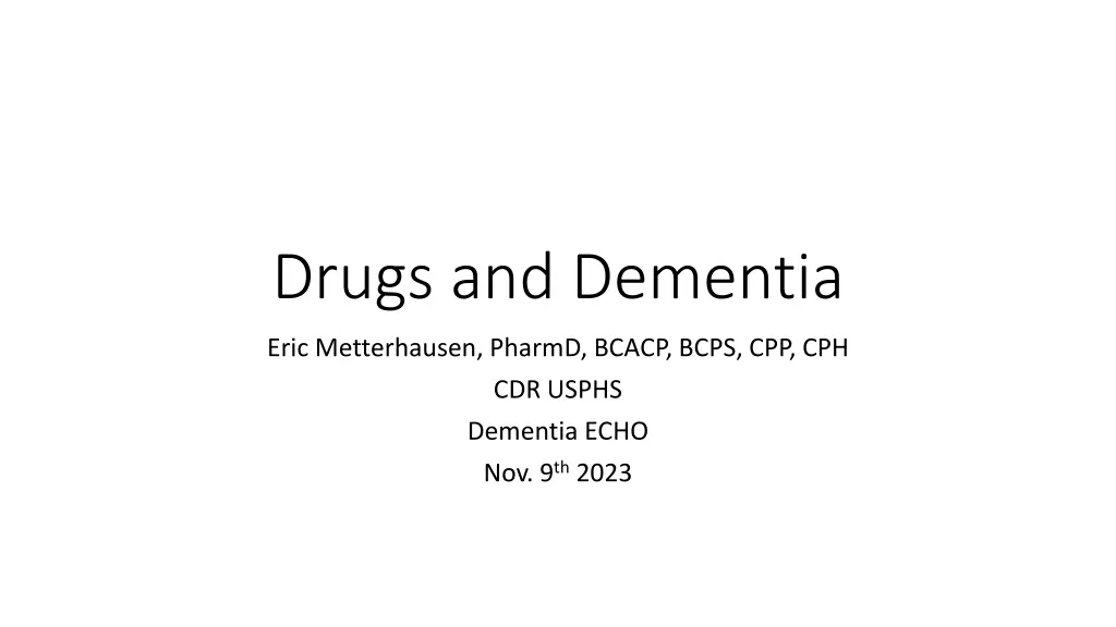 drugs and dementia