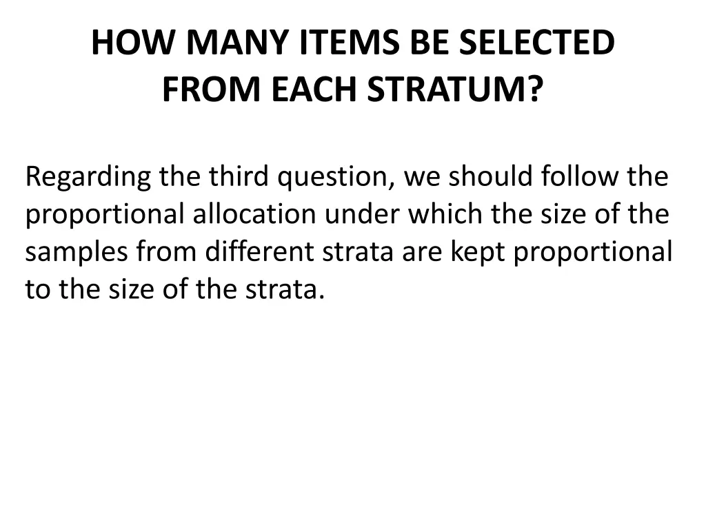 how many items be selected from each stratum