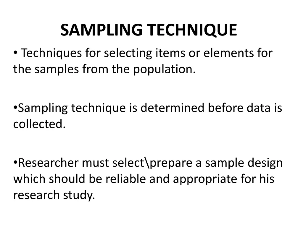 sampling technique techniques for selecting items