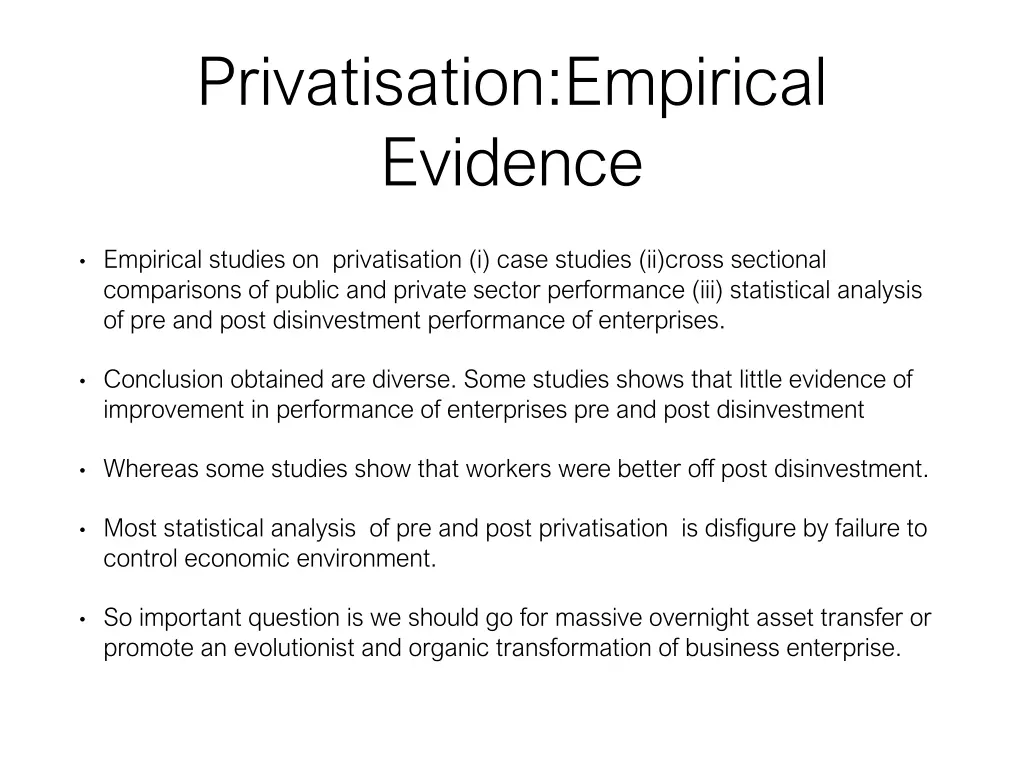 privatisation empirical evidence