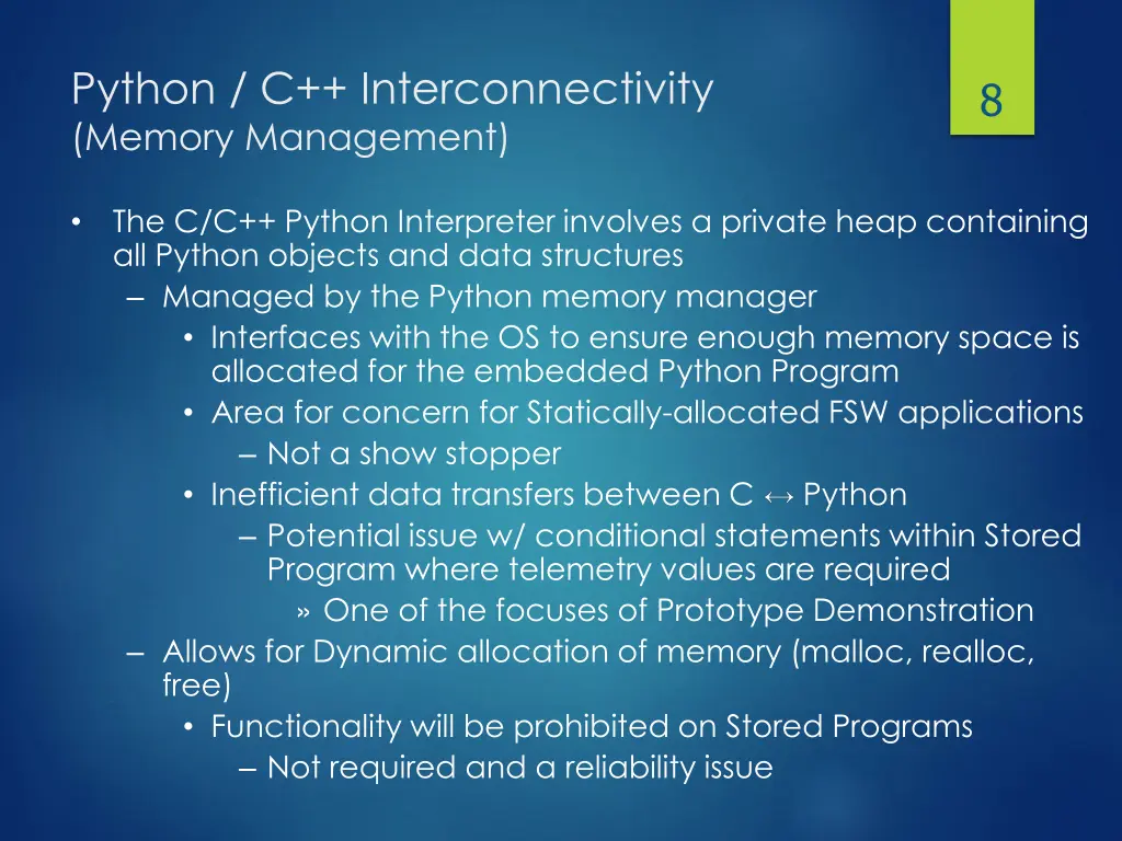 python c interconnectivity memory management