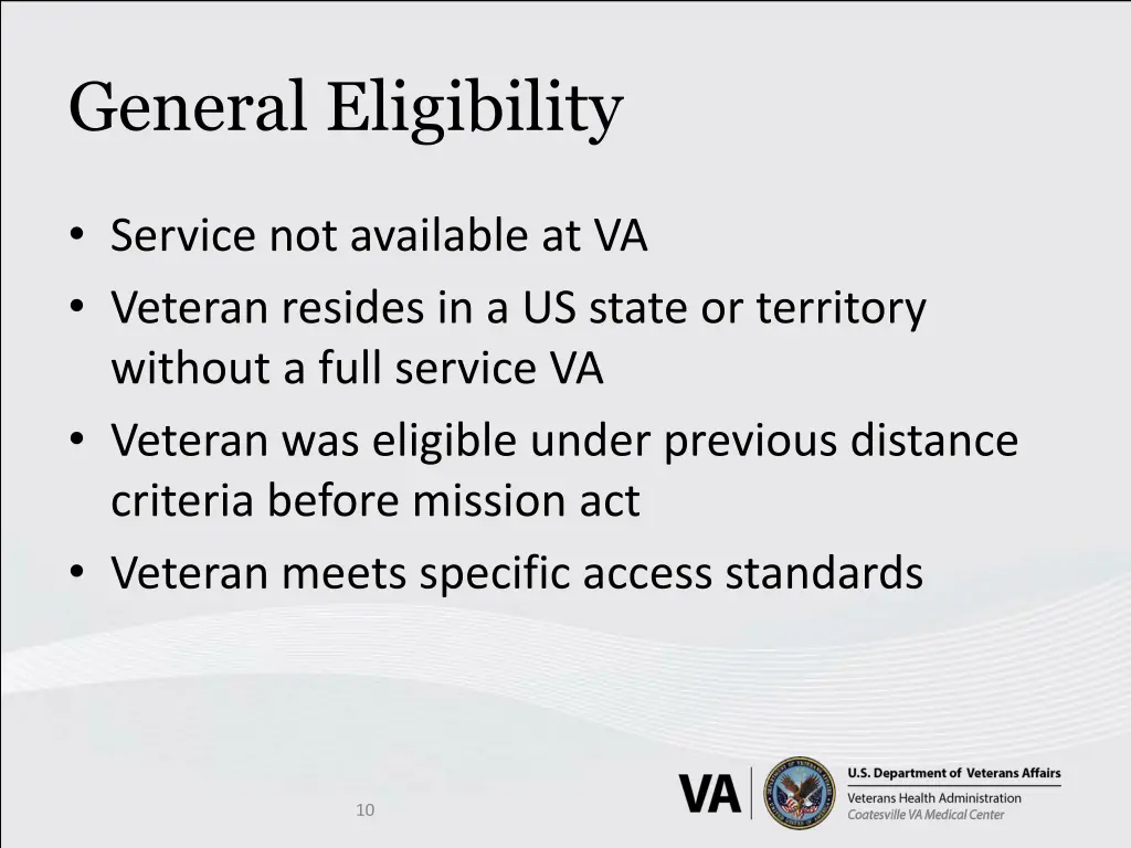 general eligibility