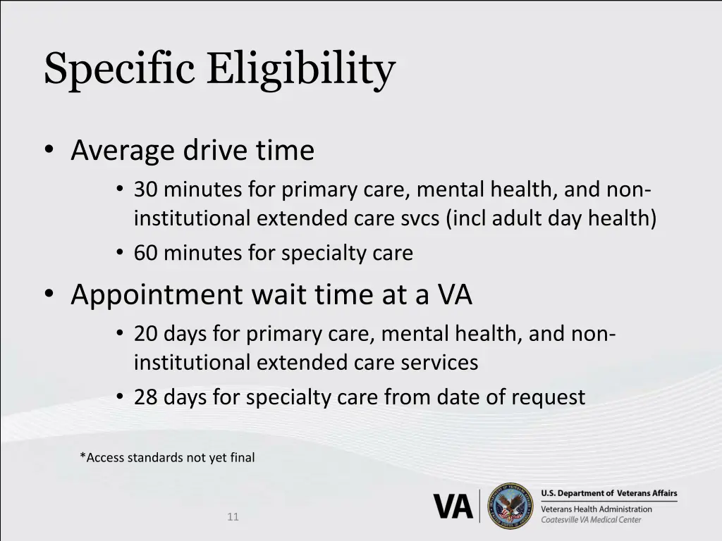 specific eligibility