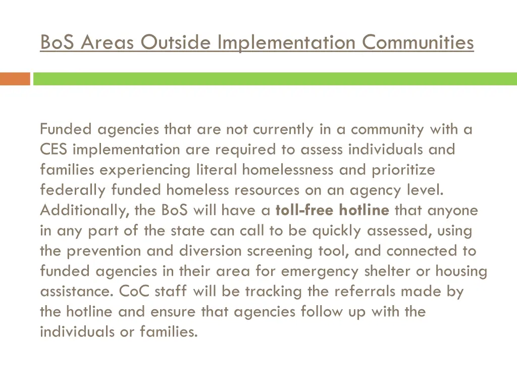 bos areas outside implementation communities