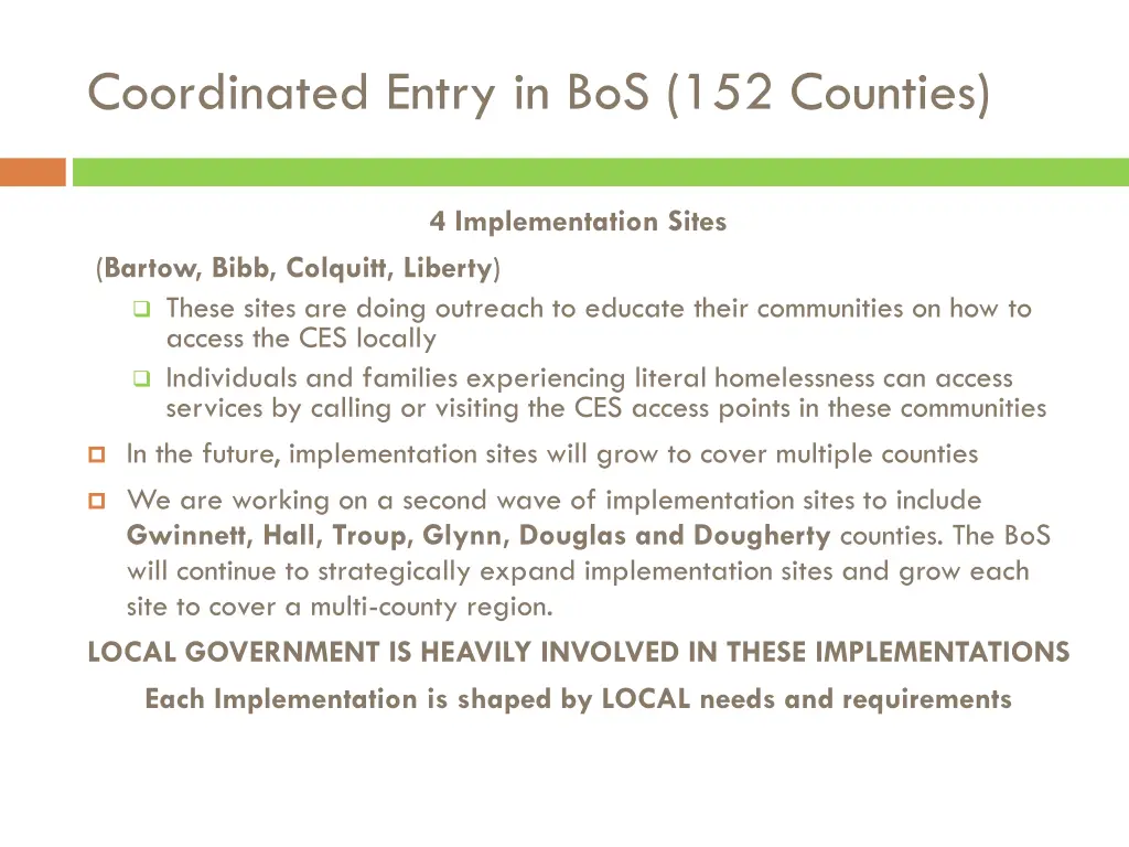 coordinated entry in bos 152 counties