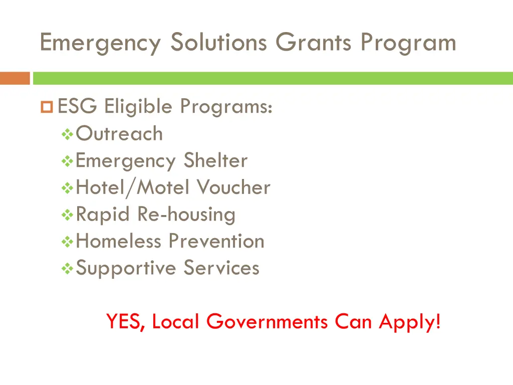 emergency solutions grants program