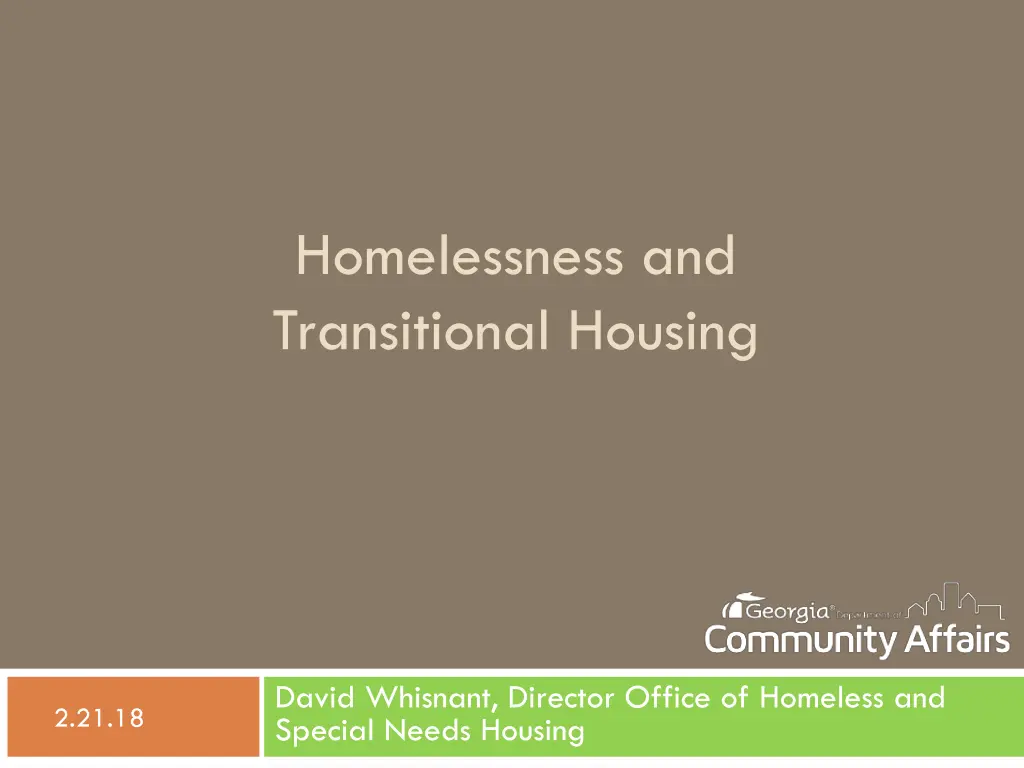 homelessness and transitional housing