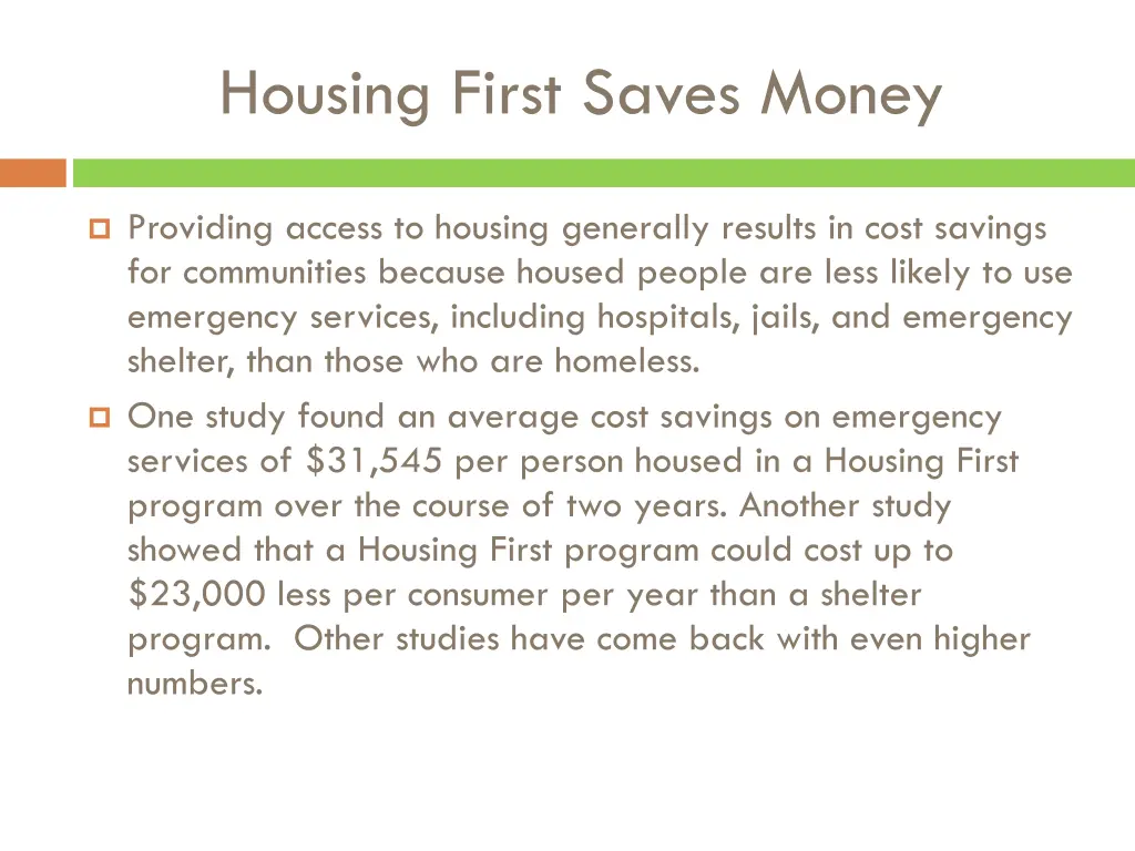 housing first saves money