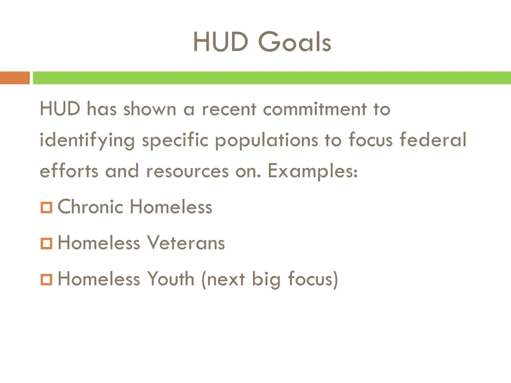 hud goals