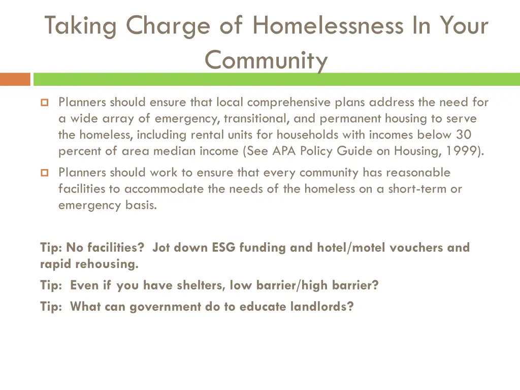 taking charge of homelessness in your community