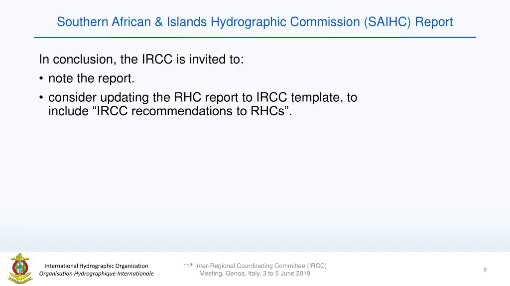 southern african islands hydrographic commission 8