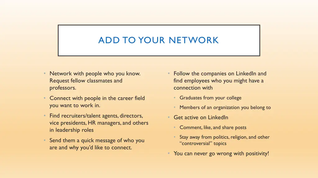 add to your network