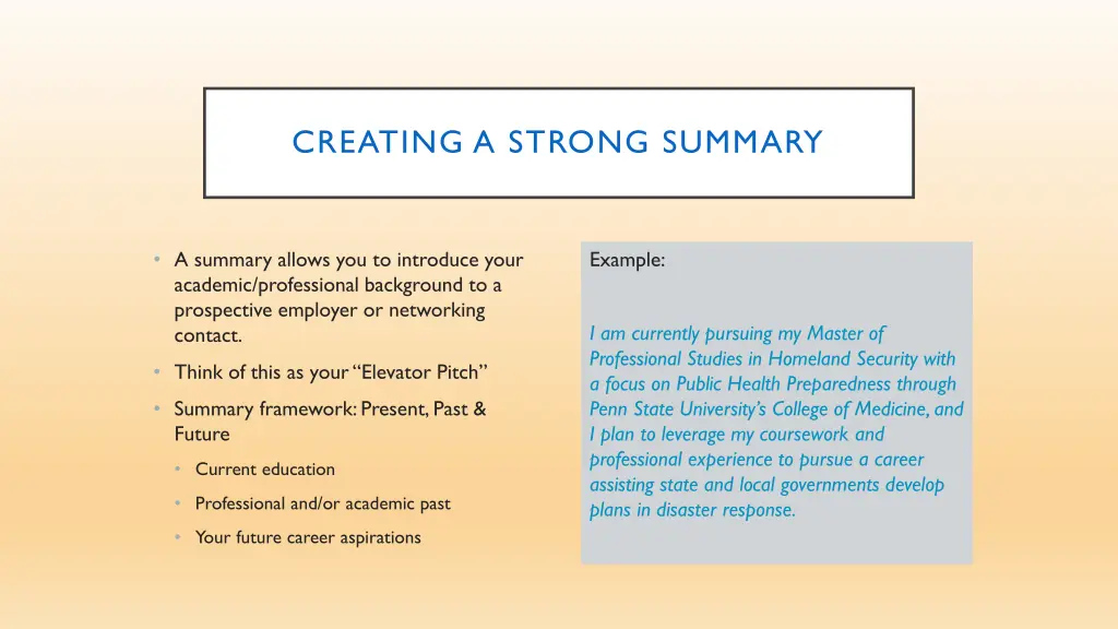 creating a strong summary