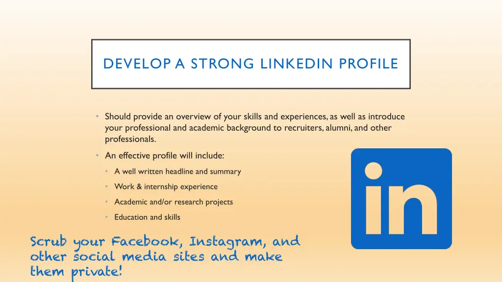 develop a strong linkedin profile